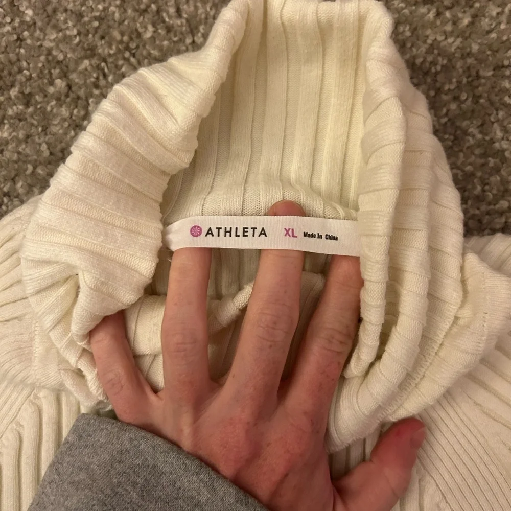 Athleta Cream Ribbed Sweater - Picture 2 of 2